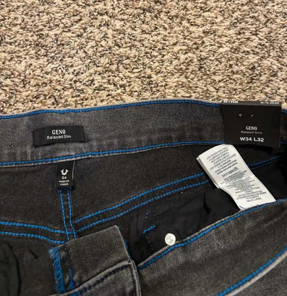 True Religion Geno Relaxed Slim Jeans Grey Phantom.Size 34x32